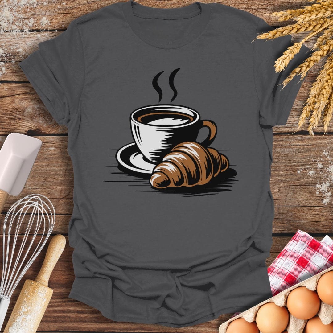 A Coffee Croissant T-Shirt Charcoal / S Baking Threads