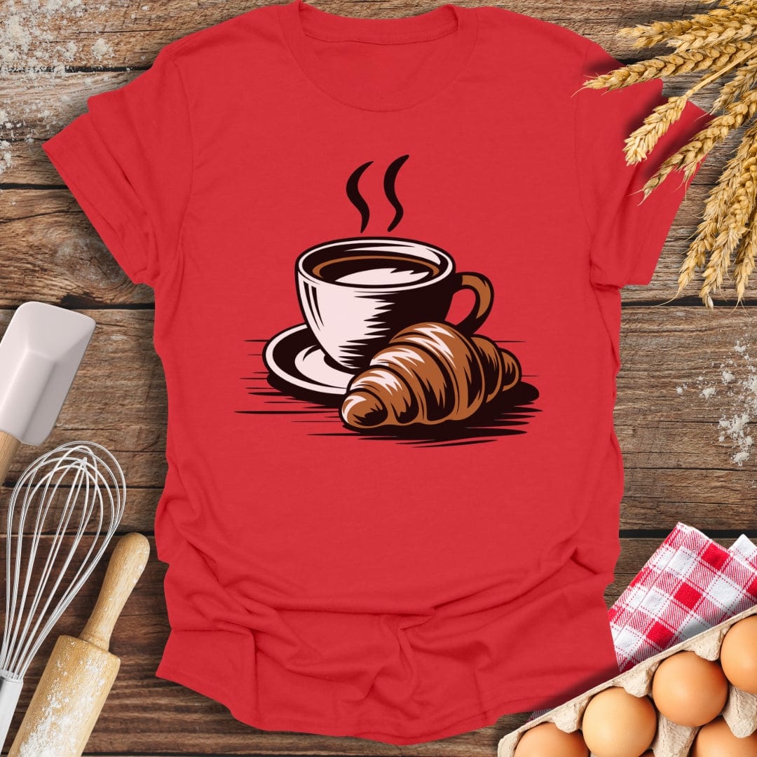 A Coffee Croissant T-Shirt Red / S Baking Threads