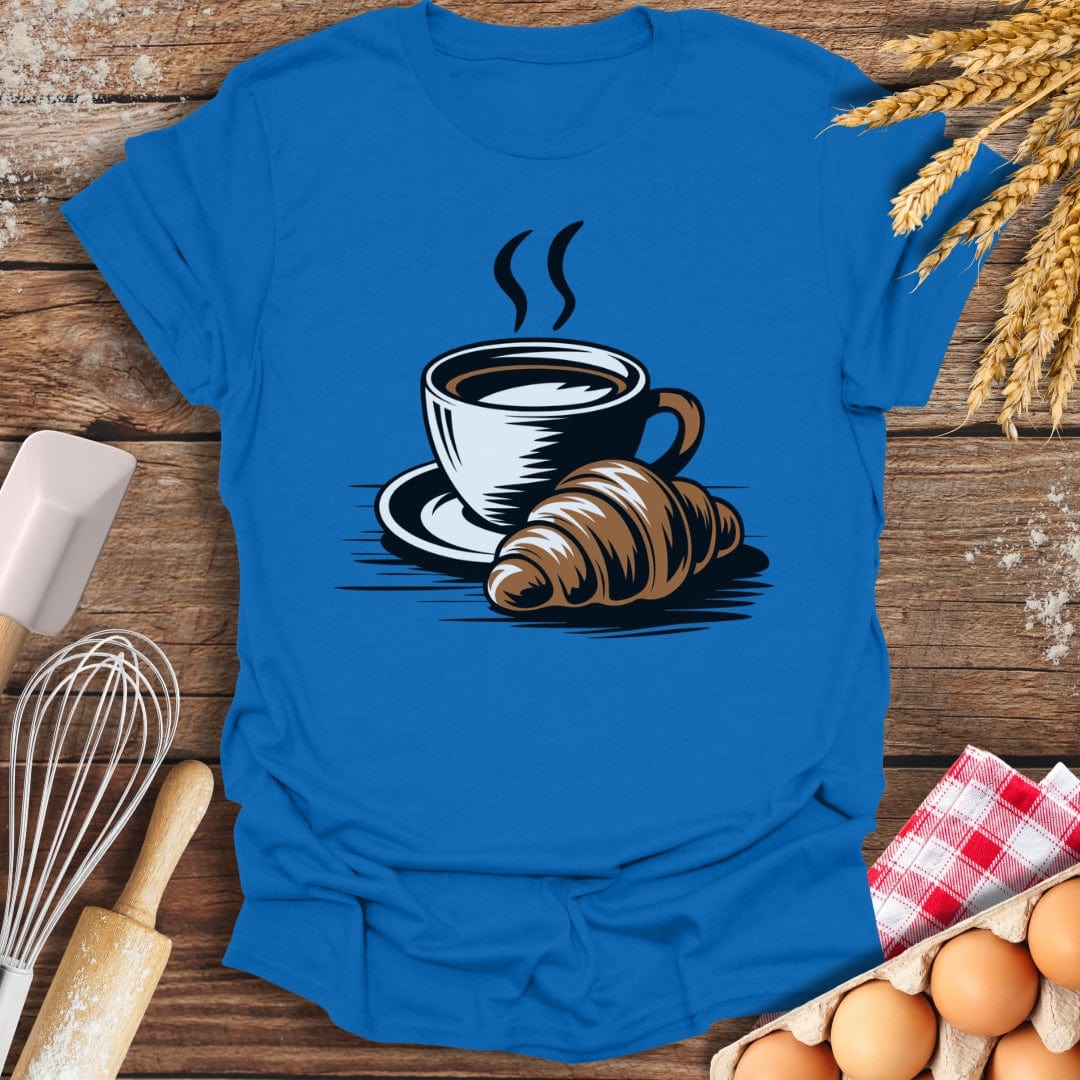 A Coffee Croissant T-Shirt Royal / S Baking Threads