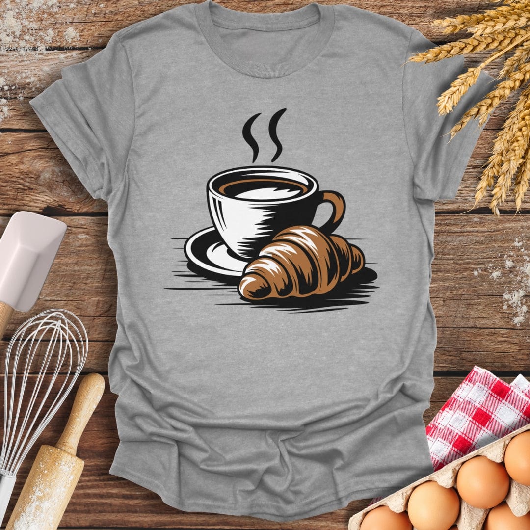 A Coffee Croissant T-Shirt Sport Grey / S Baking Threads