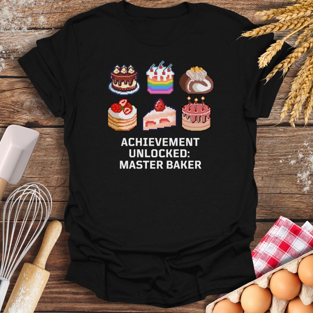 Achievement Unlocked: Master Baker T-Shirt Black / S Baking Threads
