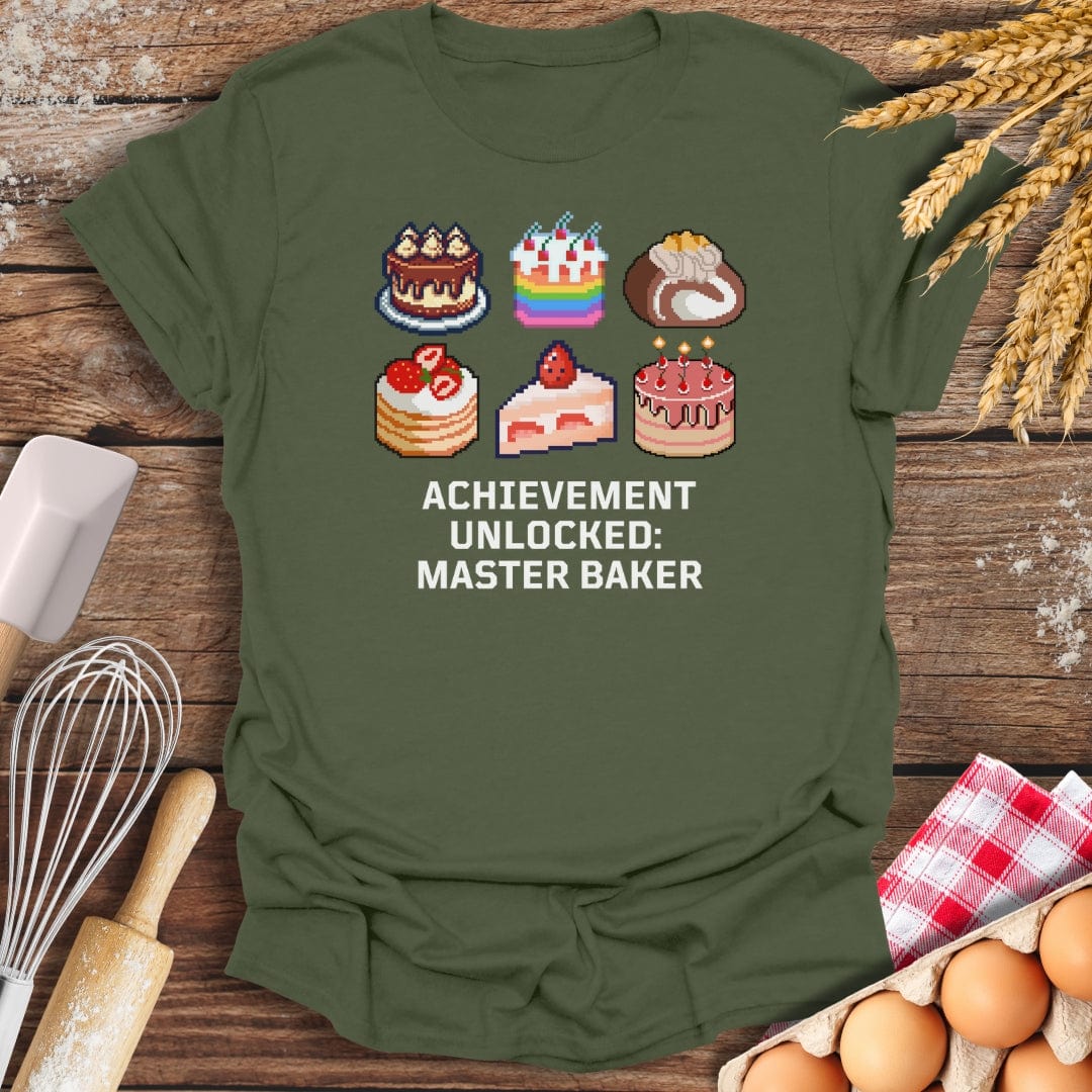 Achievement Unlocked: Master Baker T-Shirt Military Green / S Baking Threads