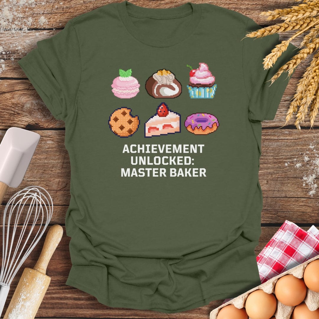 Achievement Unlocked: Master Baker T-Shirt Military Green / S Baking Threads