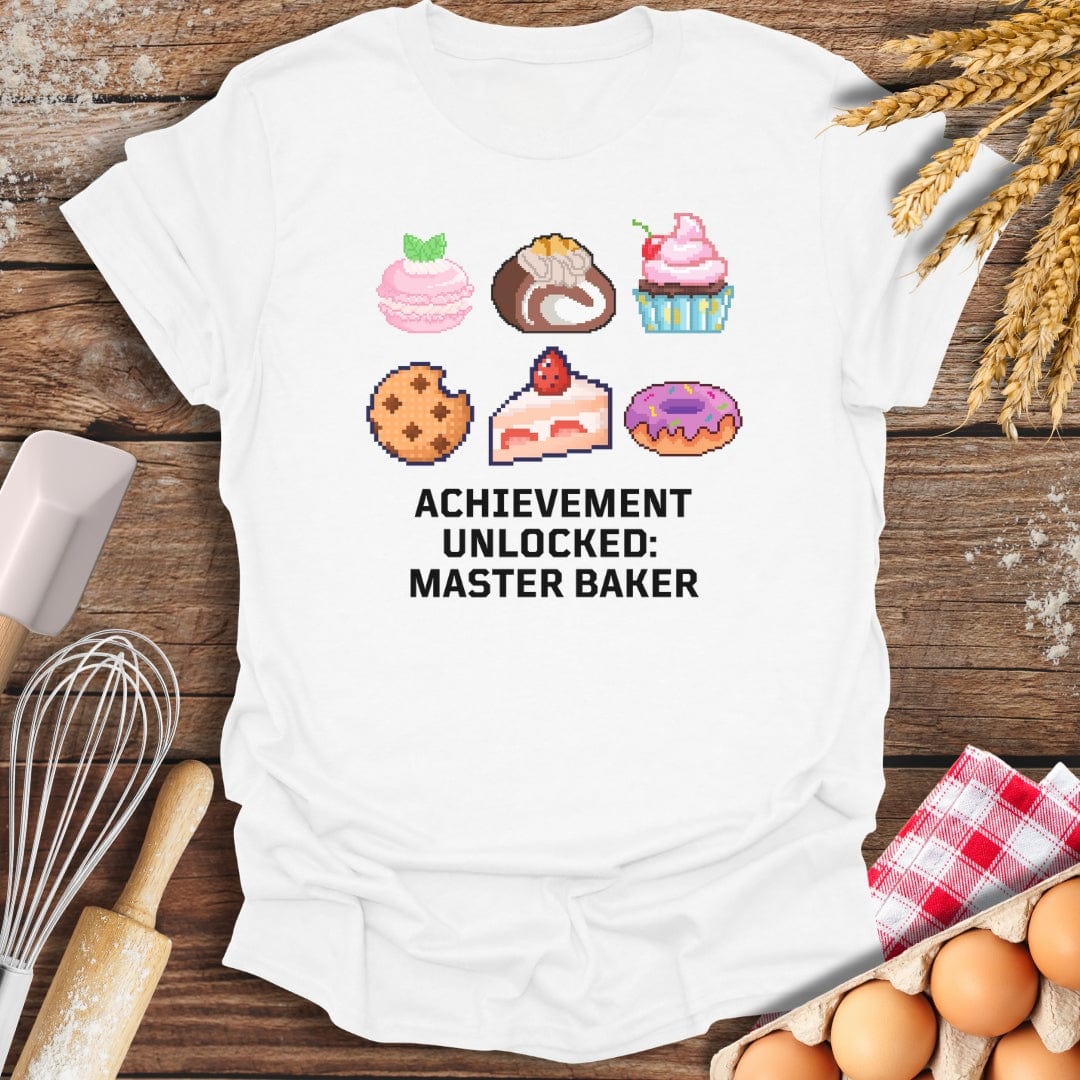 Achievement Unlocked: Master Baker T-Shirt White / S Baking Threads