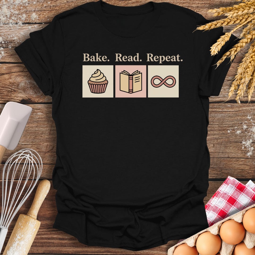 Bake. Read. Repeat. T-Shirt Black / S Baking Threads