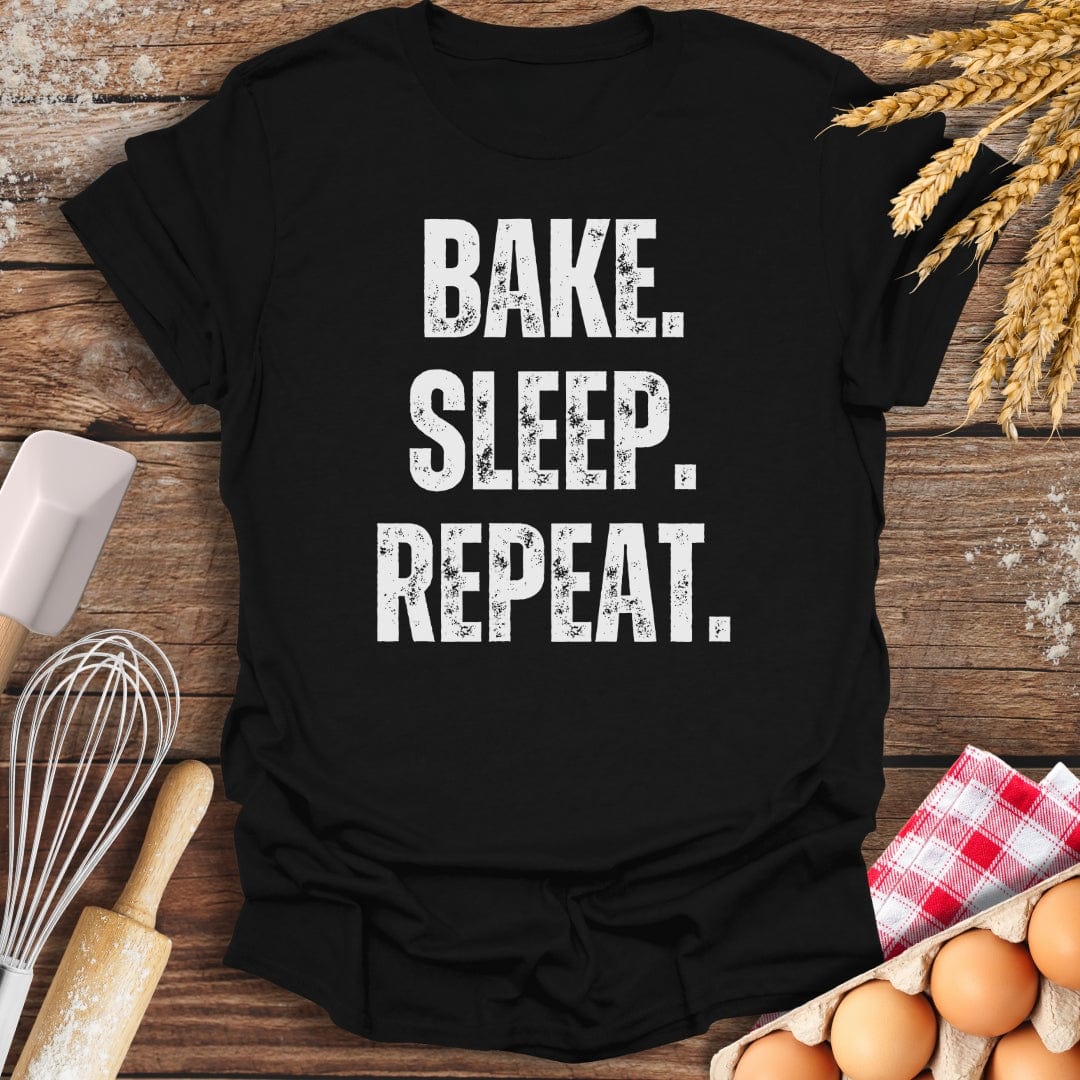 Bake. Sleep. Repeat. T-Shirt Black / S Baking Threads
