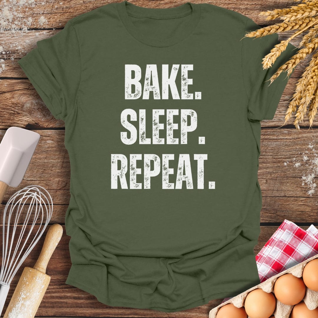 Bake. Sleep. Repeat. T-Shirt Military Green / S Baking Threads