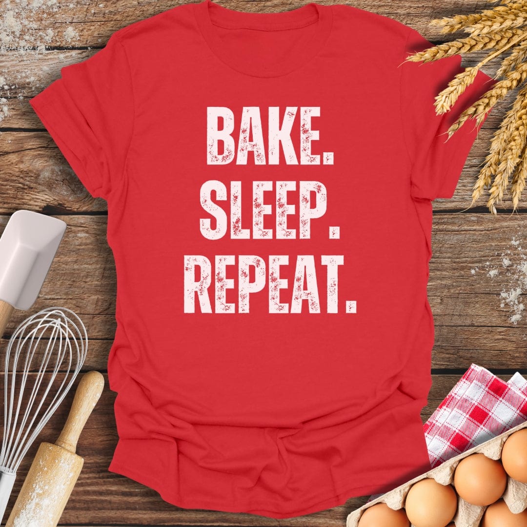 Bake. Sleep. Repeat. T-Shirt Red / S Baking Threads