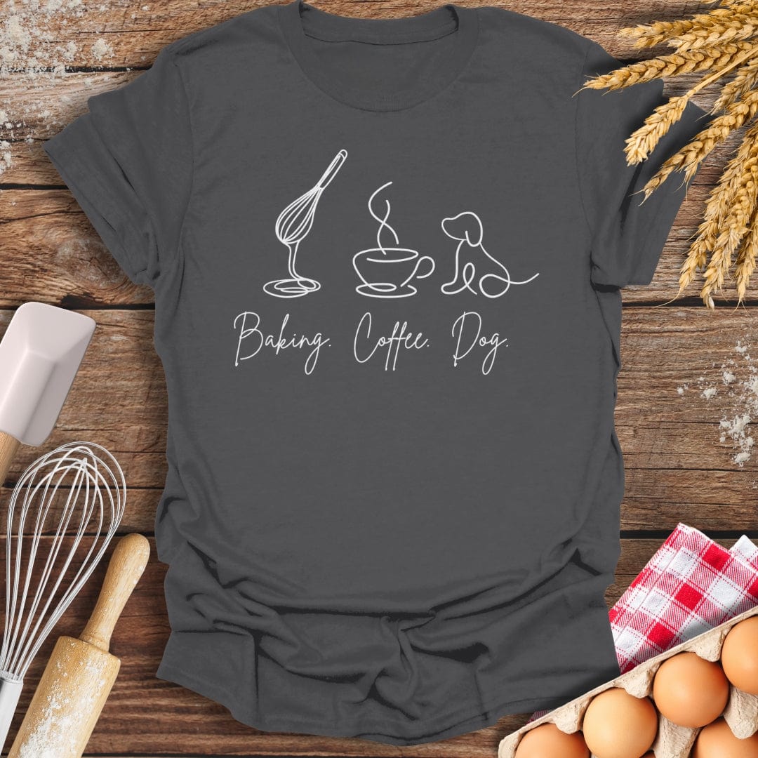 Baking. Coffee. Dog. T-Shirt Charcoal / S Baking Threads