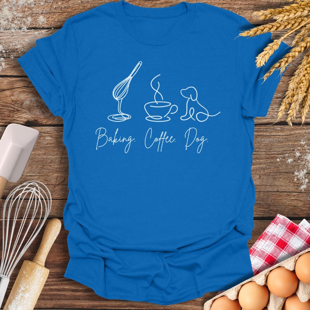 Baking. Coffee. Dog. T-Shirt Royal / S Baking Threads