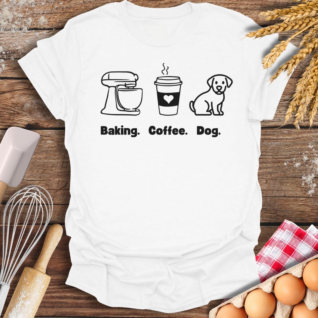 Baking. Coffee. Dog. T-Shirt White / S Baking Threads