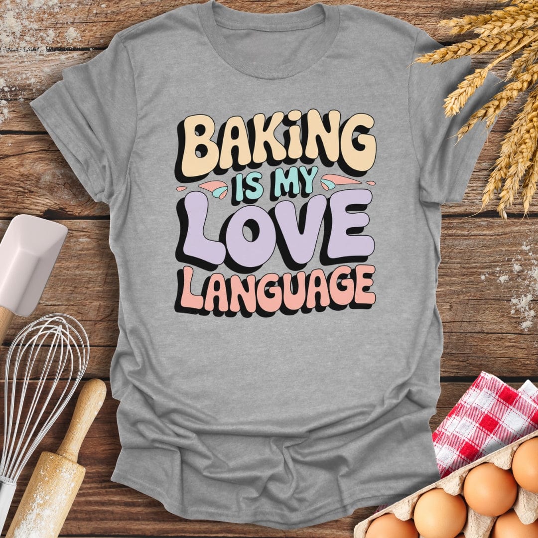 Baking Is My Love Language Retro T-Shirt Sport Grey / S Baking Threads