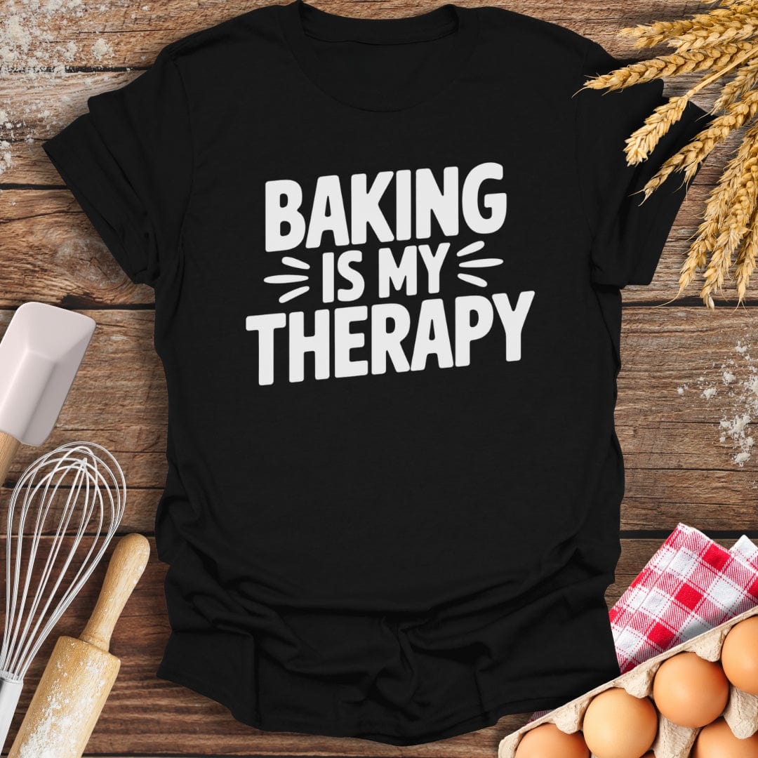 Baking Is My Therapy T-Shirt Black / S Baking Threads