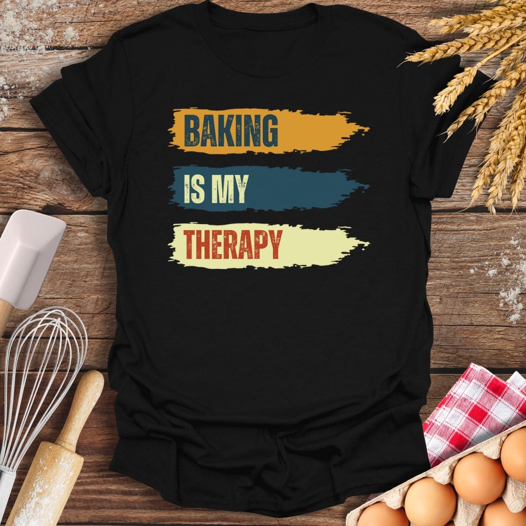 Baking Is My Therapy T-Shirt Black / S Baking Threads