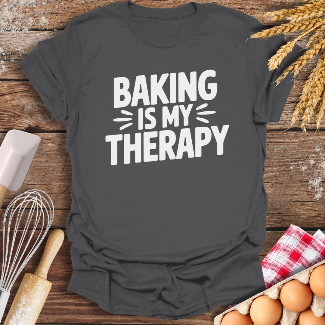 Baking Is My Therapy T-Shirt Charcoal / S Baking Threads