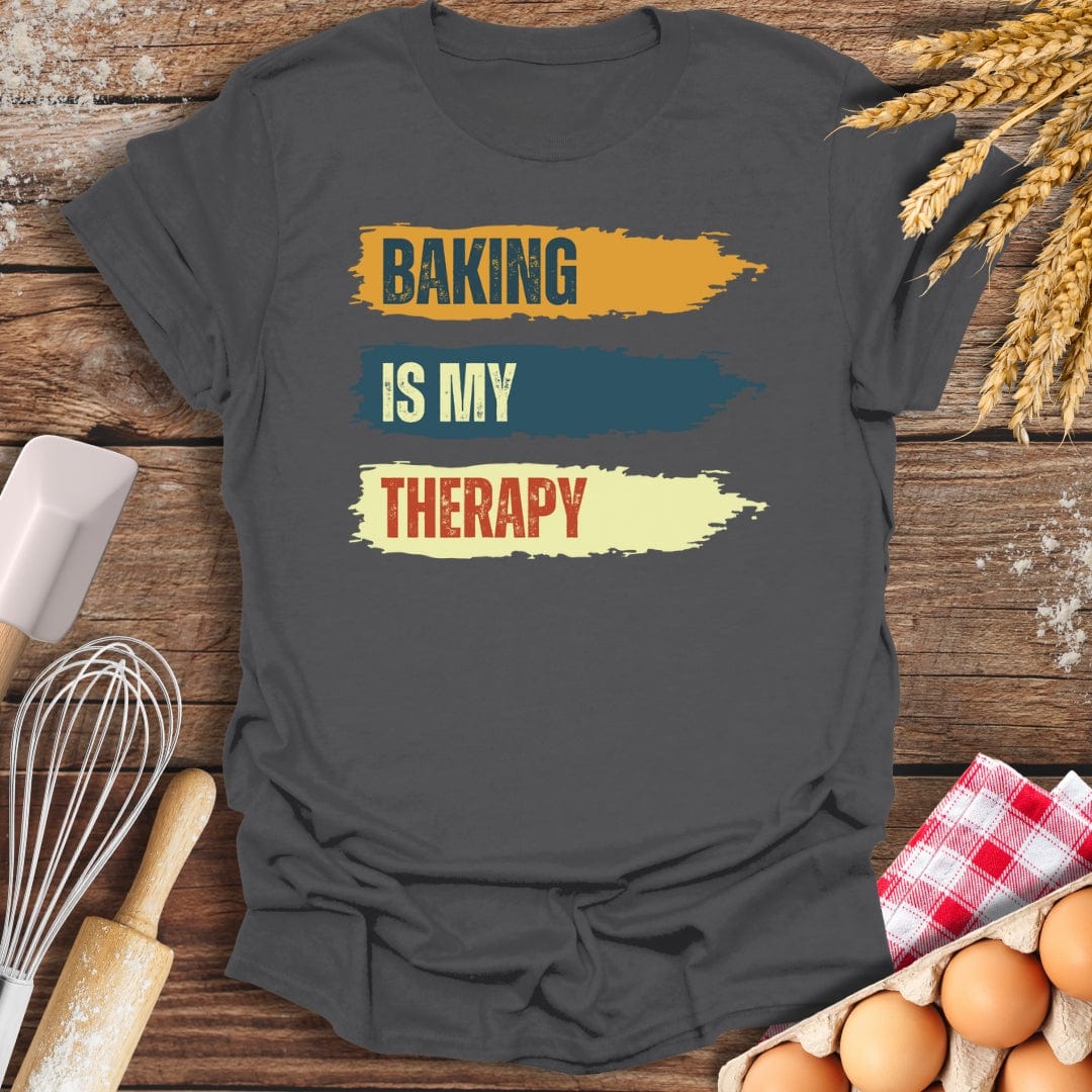 Baking Is My Therapy T-Shirt Charcoal / S Baking Threads
