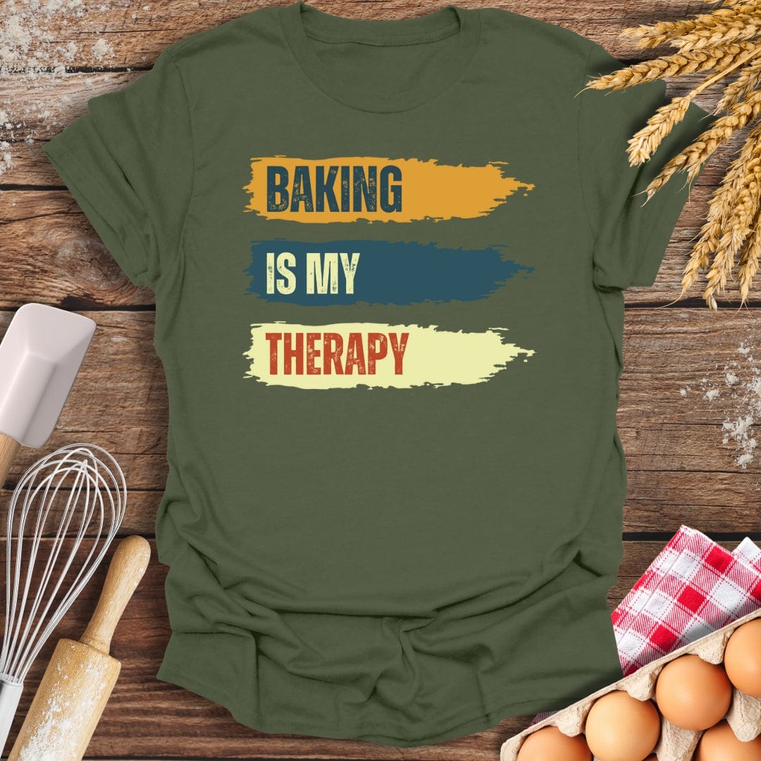 Baking Is My Therapy T-Shirt Military Green / S Baking Threads