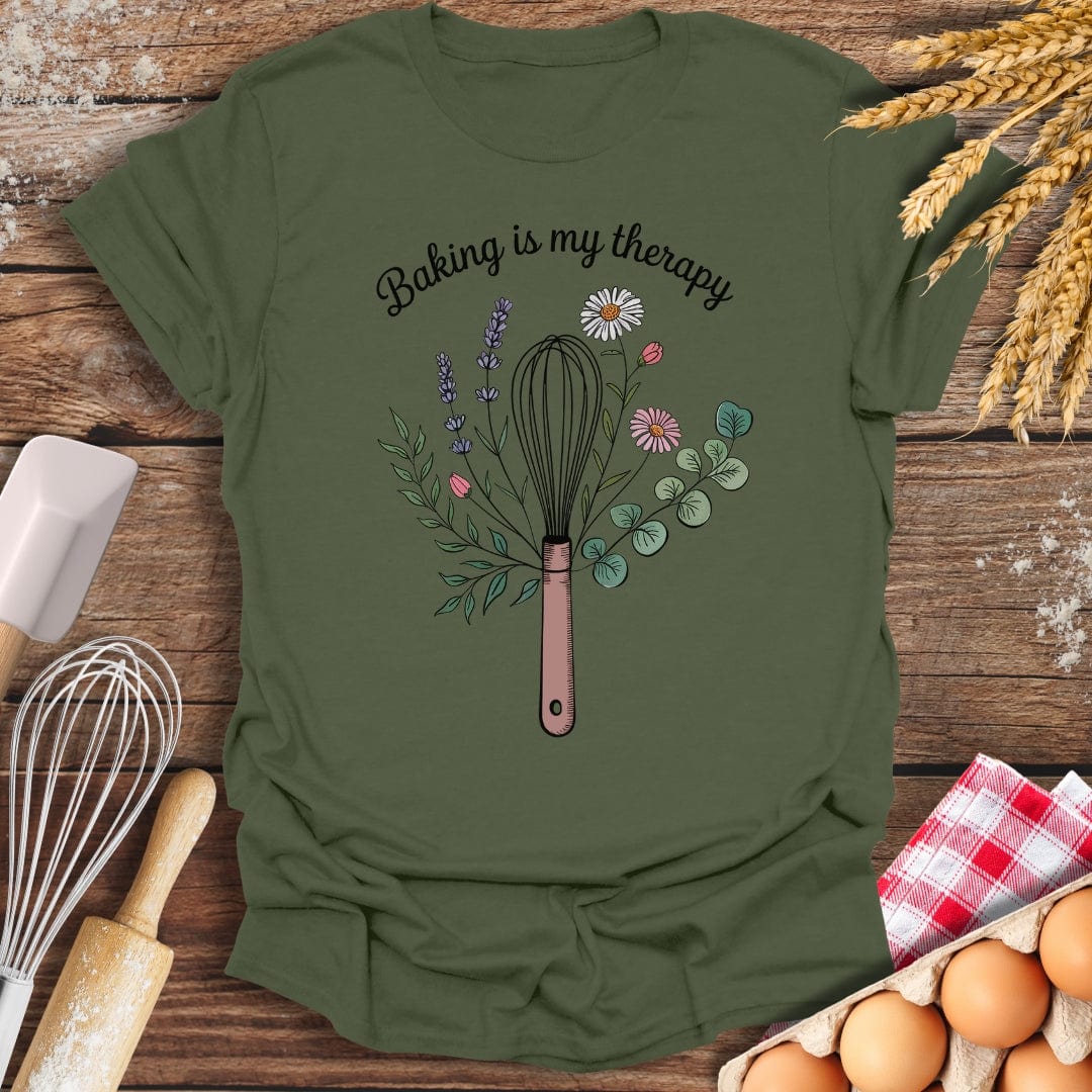 Baking Is My Therapy T-Shirt Military Green / S Baking Threads