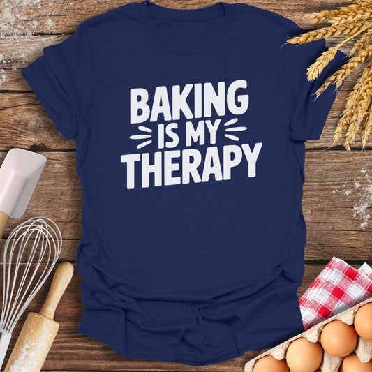 Baking Is My Therapy T-Shirt Navy / S Baking Threads