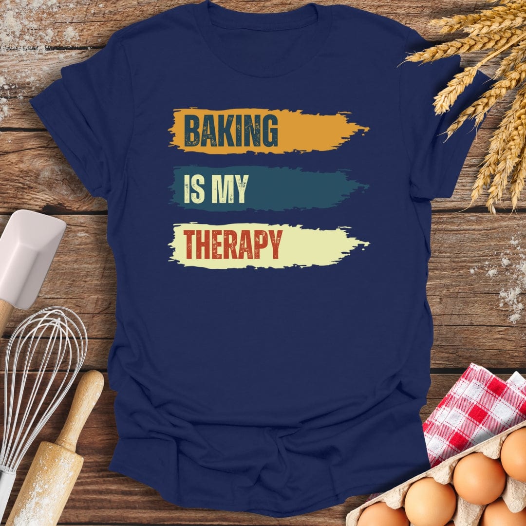 Baking Is My Therapy T-Shirt Navy / S Baking Threads