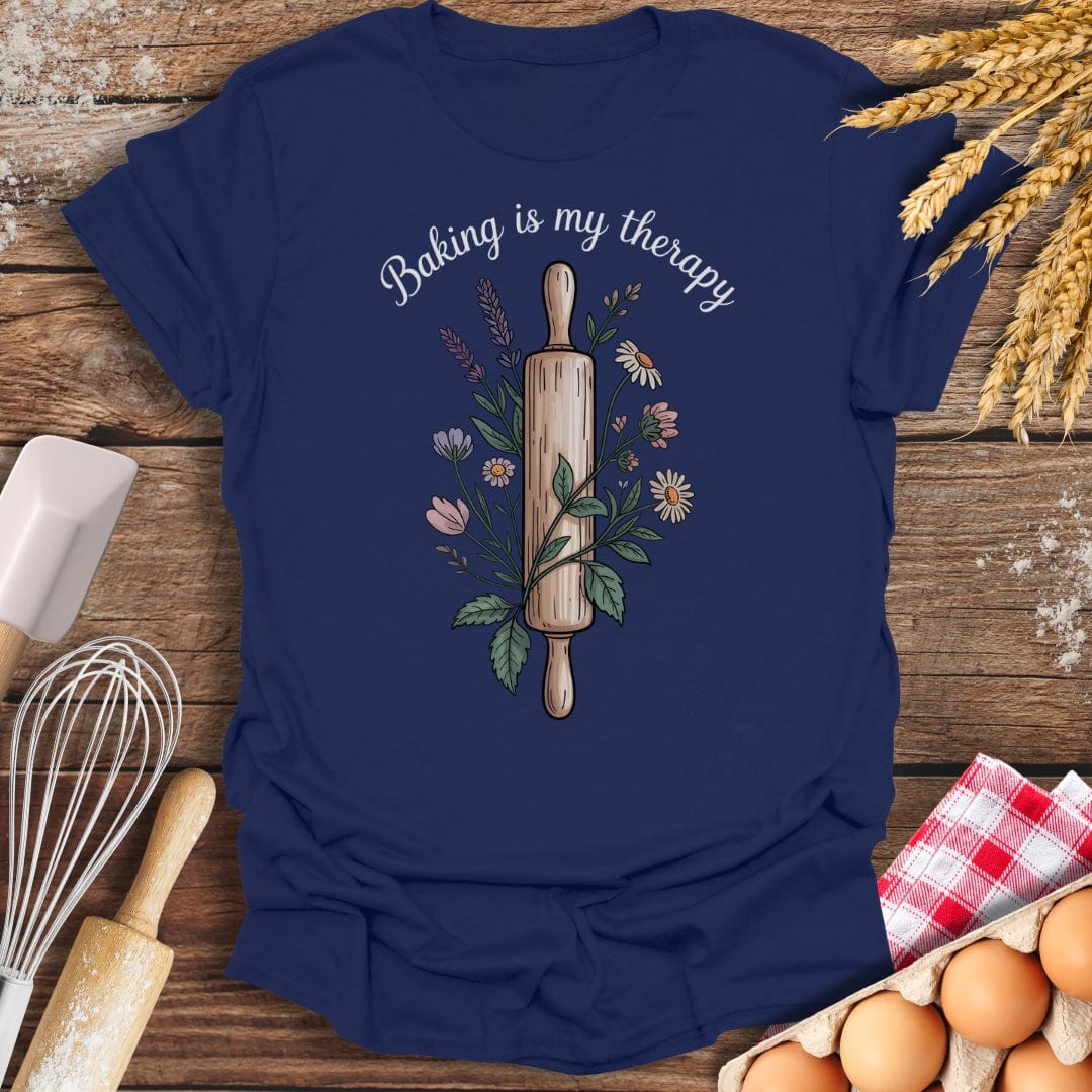 Baking Is My Therapy T-Shirt Navy / S Baking Threads