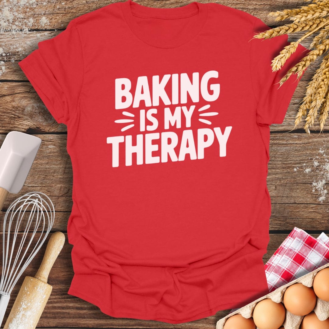 Baking Is My Therapy T-Shirt Red / S Baking Threads