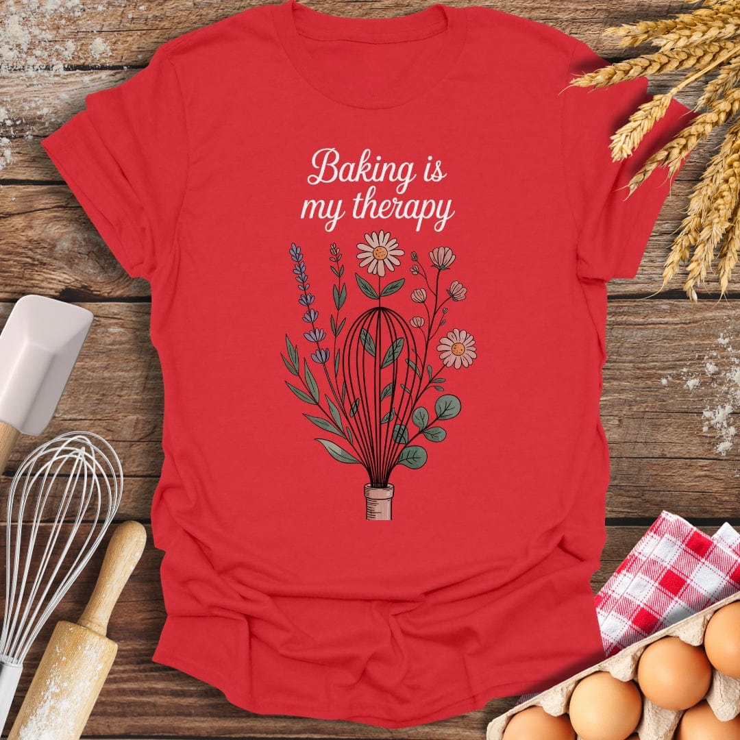 Baking Is My Therapy T-Shirt Red / S Baking Threads