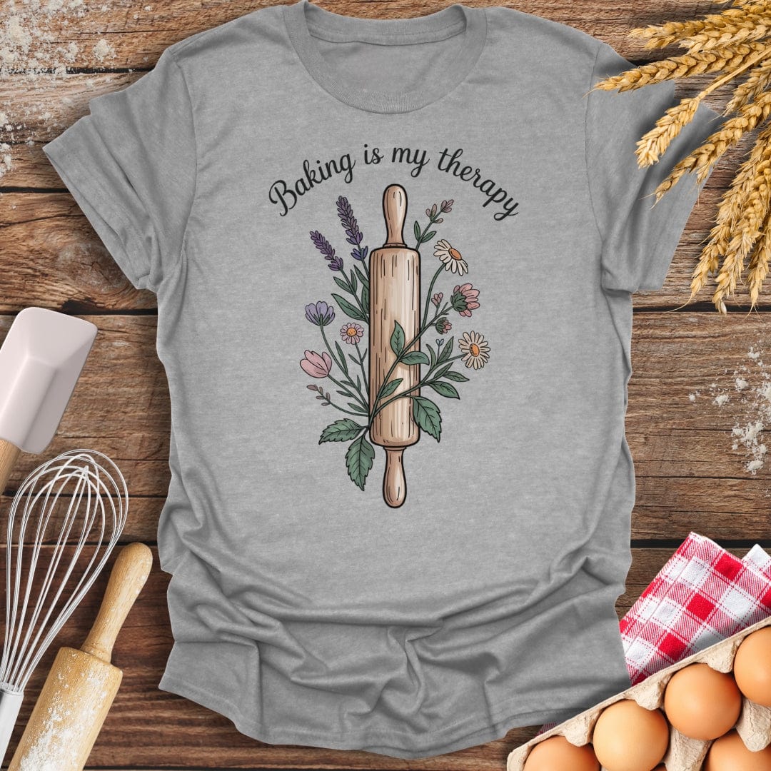 Baking Is My Therapy T-Shirt Sport Grey / S Baking Threads