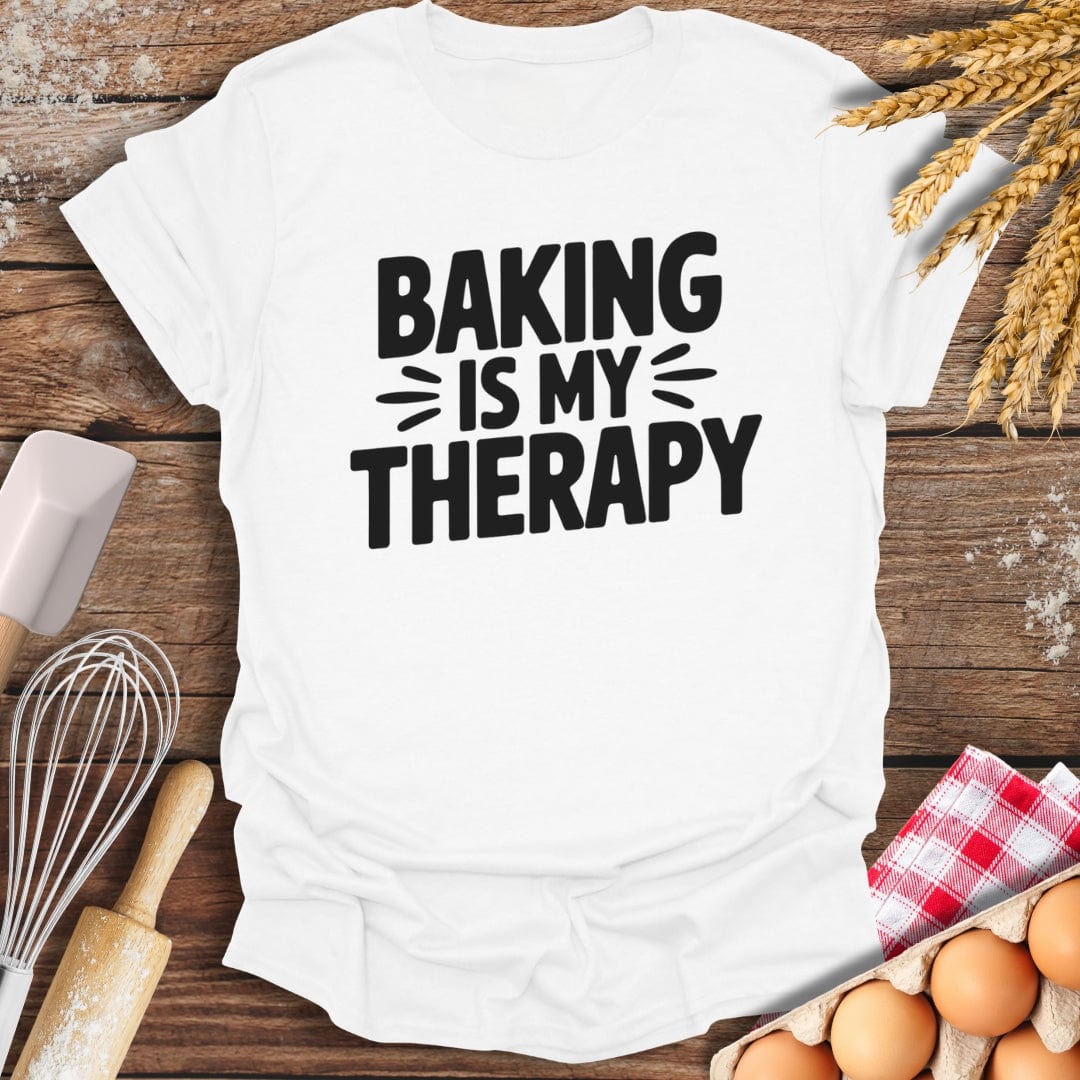 Baking Is My Therapy T-Shirt White / S Baking Threads