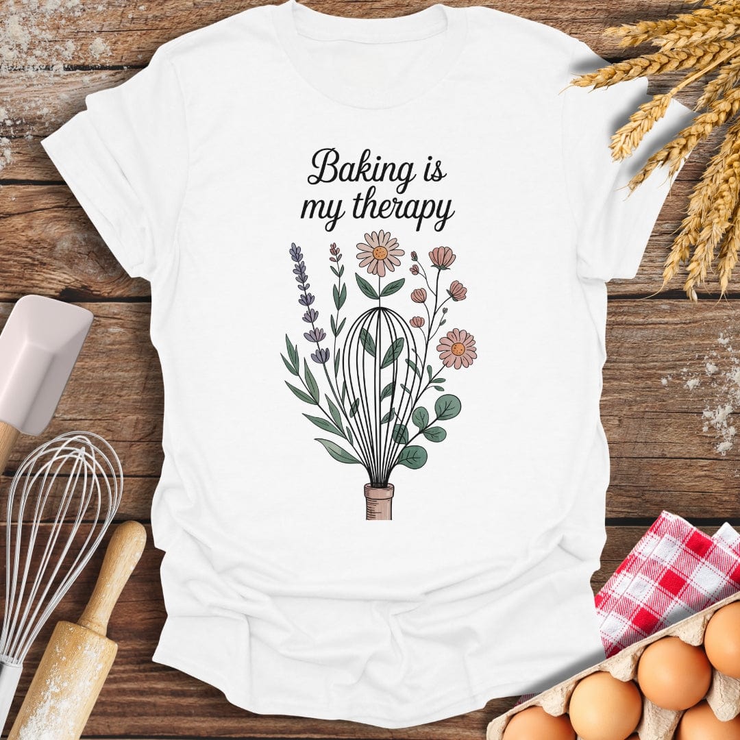 Baking Is My Therapy T-Shirt White / S Baking Threads