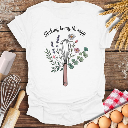 Baking Is My Therapy T-Shirt White / S Baking Threads