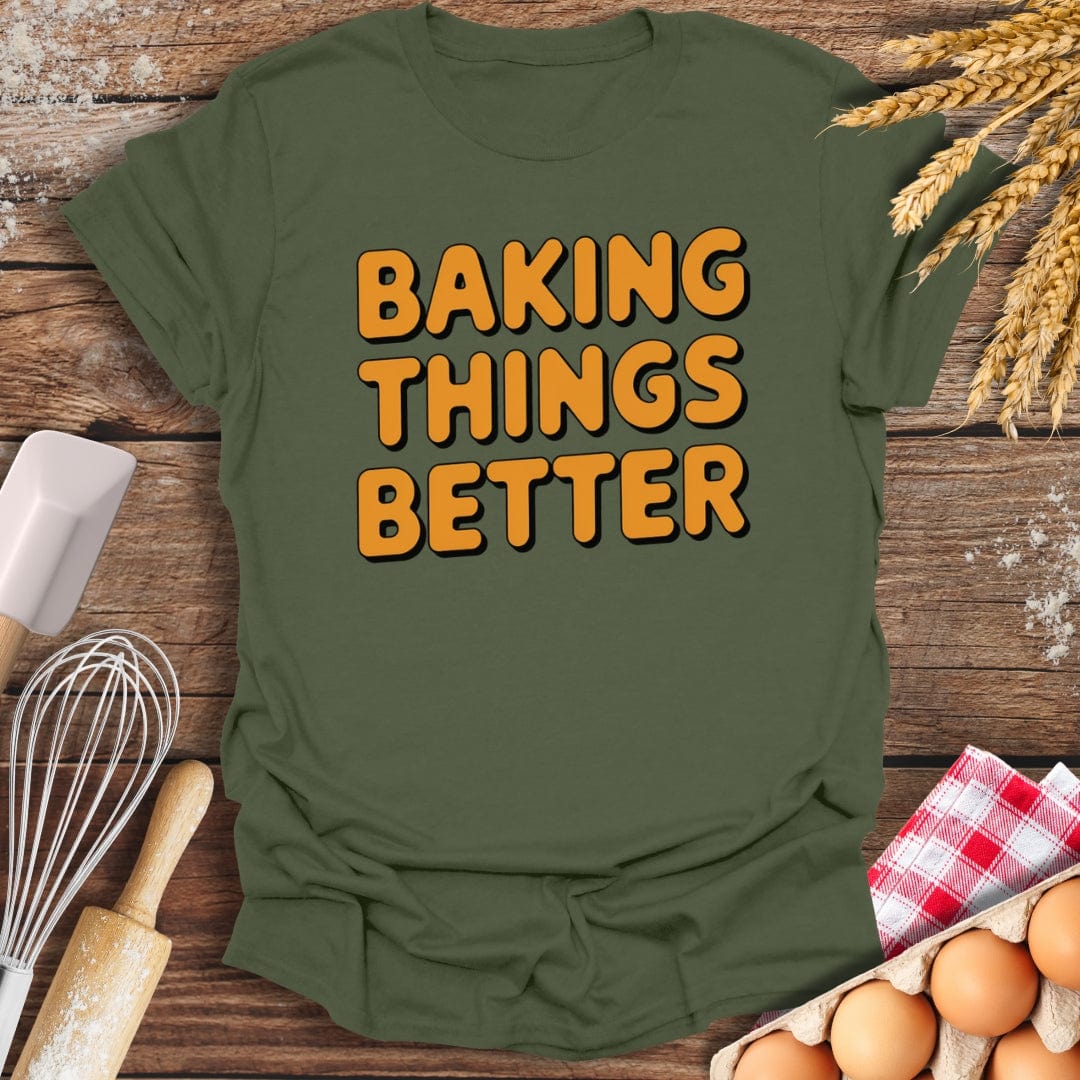 Baking Things Better Retro T-Shirt Military Green / S Baking Threads