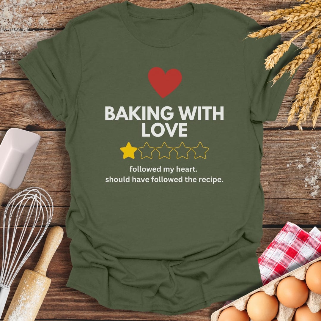 Baking With Love: 1 Star Review T-Shirt Military Green / S Baking Threads