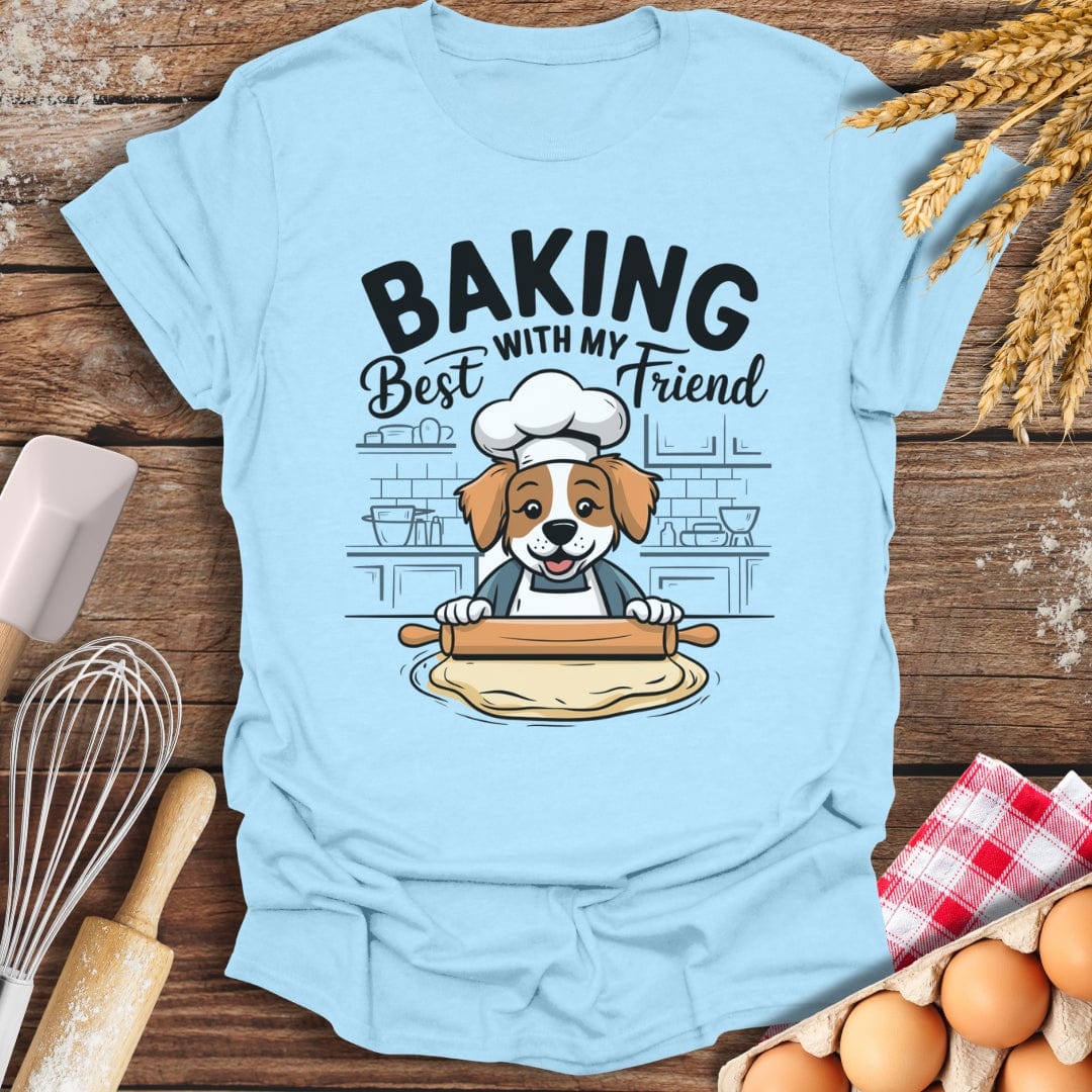 Baking With My Best Friend T-Shirt Light Blue / S Baking Threads