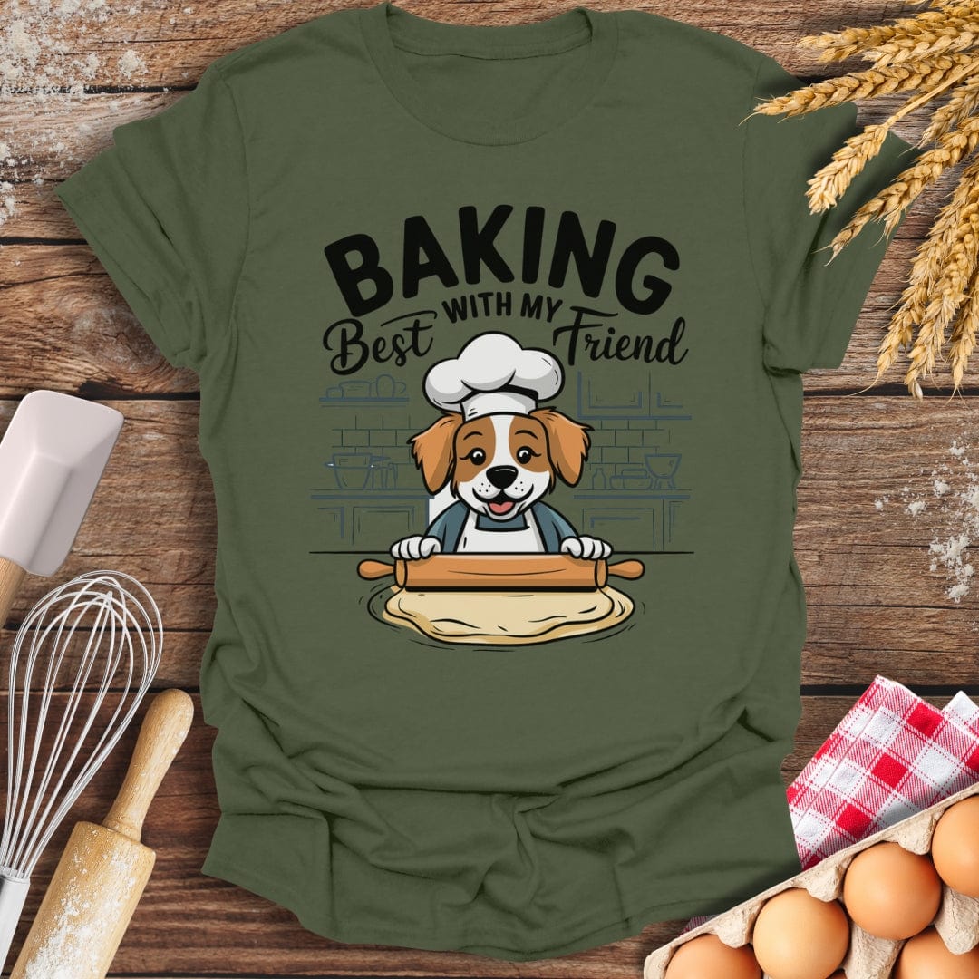 Baking With My Best Friend T-Shirt Military Green / S Baking Threads