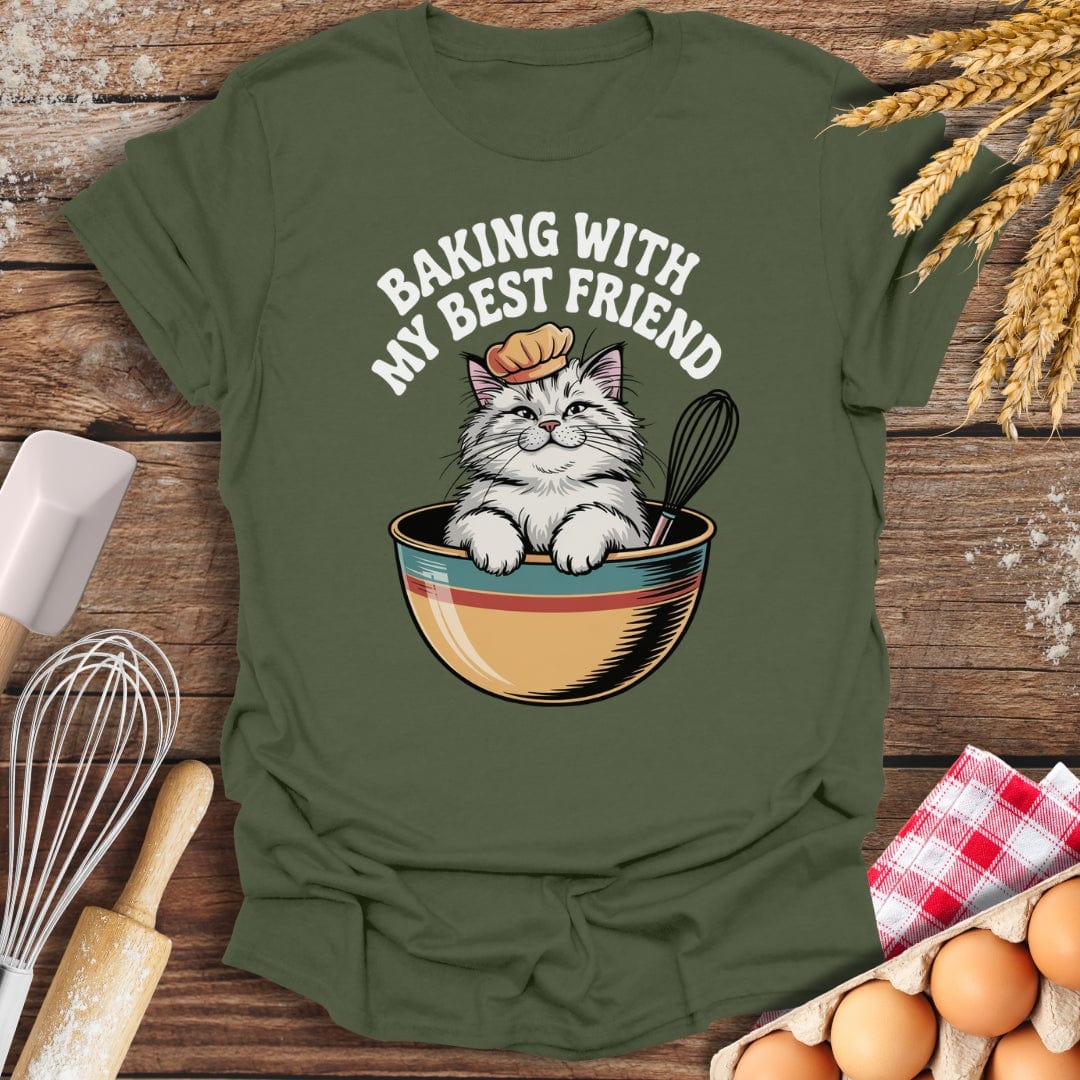 Baking With My Best Friend T-Shirt Military Green / S Baking Threads