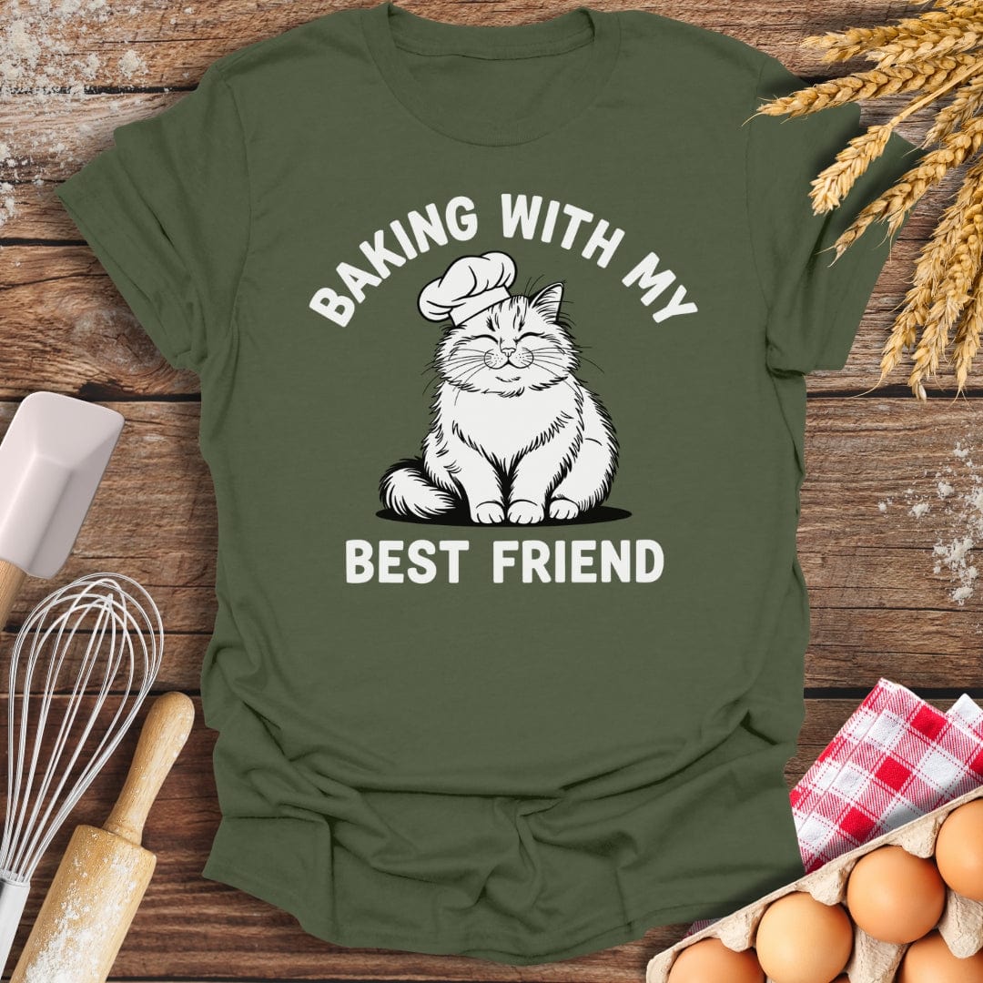 Baking With My Best Friend T-Shirt Military Green / S Baking Threads
