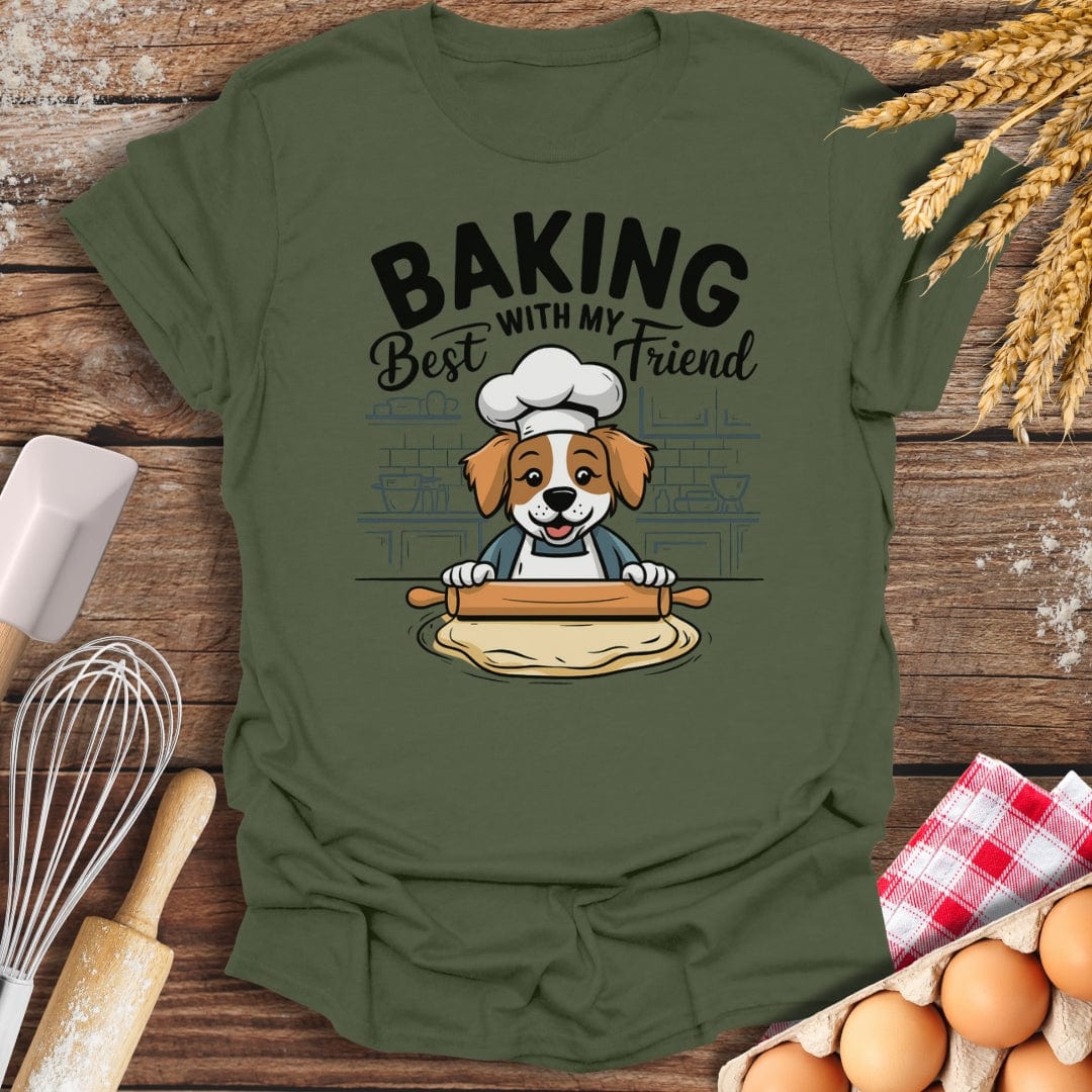 Baking With My Best Friend T-Shirt Military Green / S Baking Threads