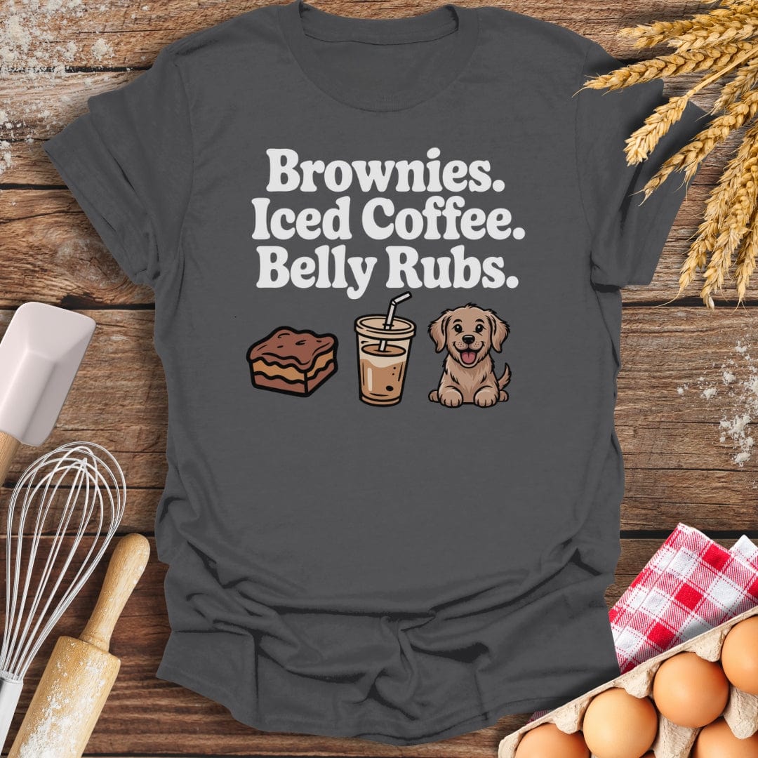 Brownies. Iced Coffee. Belly Rubs. T-Shirt Charcoal / S Baking Threads