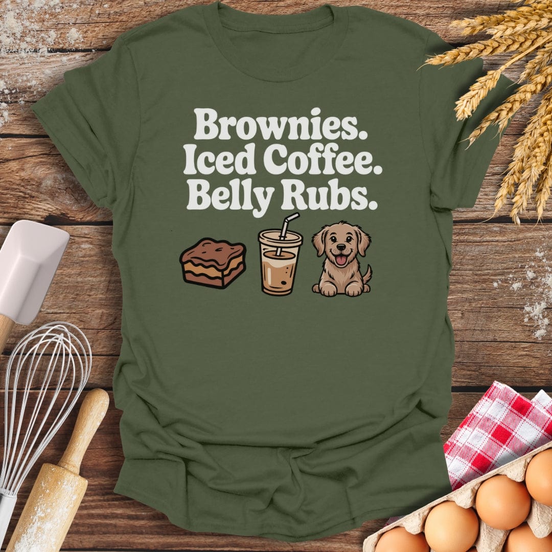 Brownies. Iced Coffee. Belly Rubs. T-Shirt Military Green / S Baking Threads