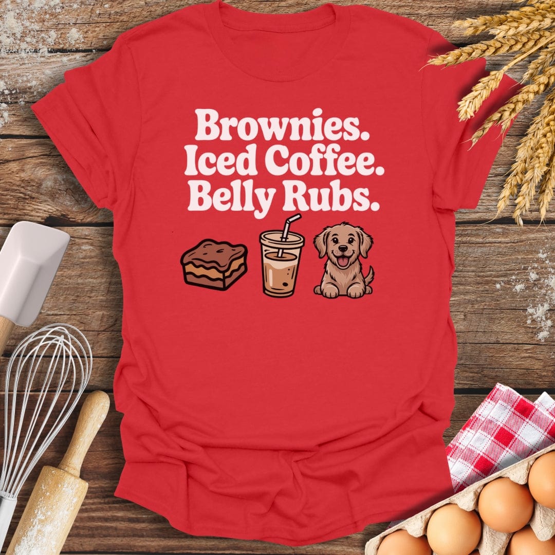 Brownies. Iced Coffee. Belly Rubs. T-Shirt Red / S Baking Threads