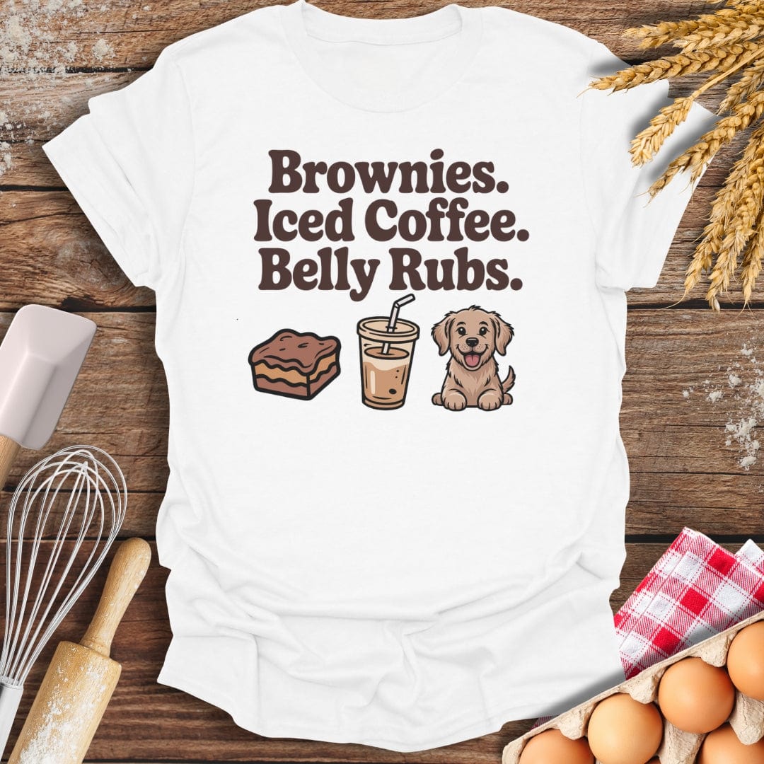 Brownies. Iced Coffee. Belly Rubs. T-Shirt White / S Baking Threads