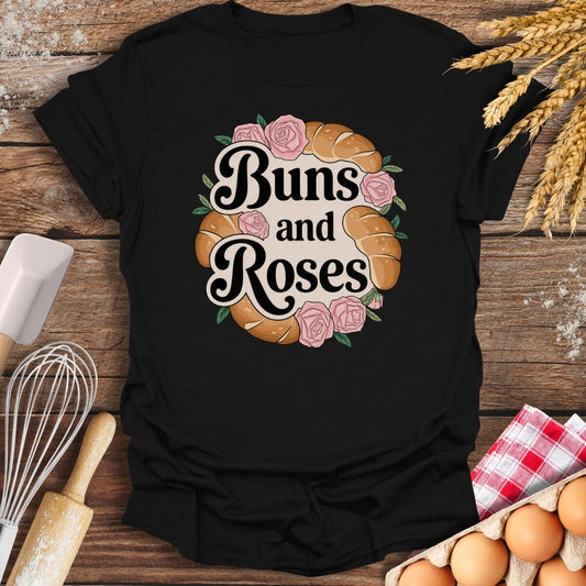 Buns and Roses T-Shirt Black / S Baking Threads