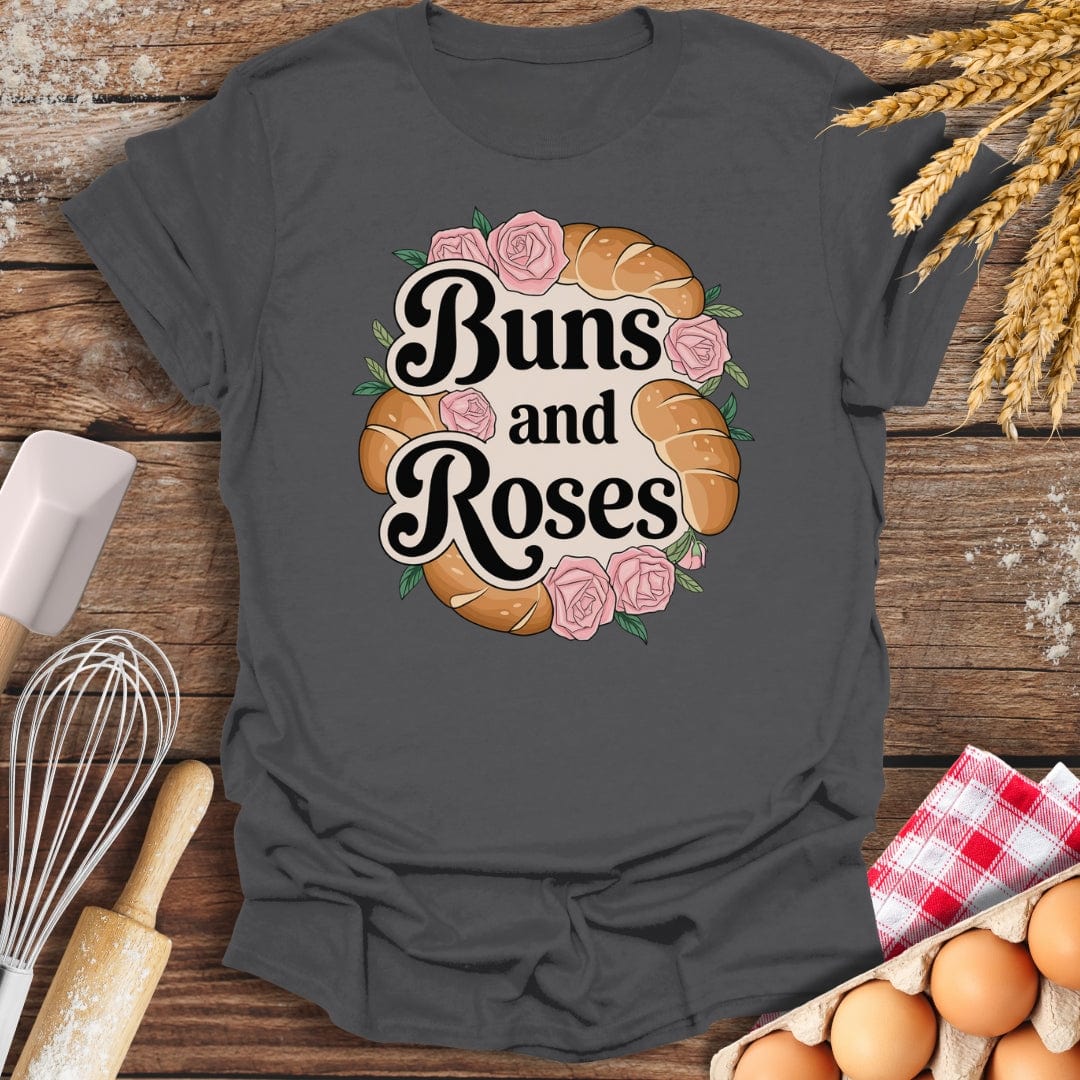 Buns and Roses T-Shirt Charcoal / S Baking Threads