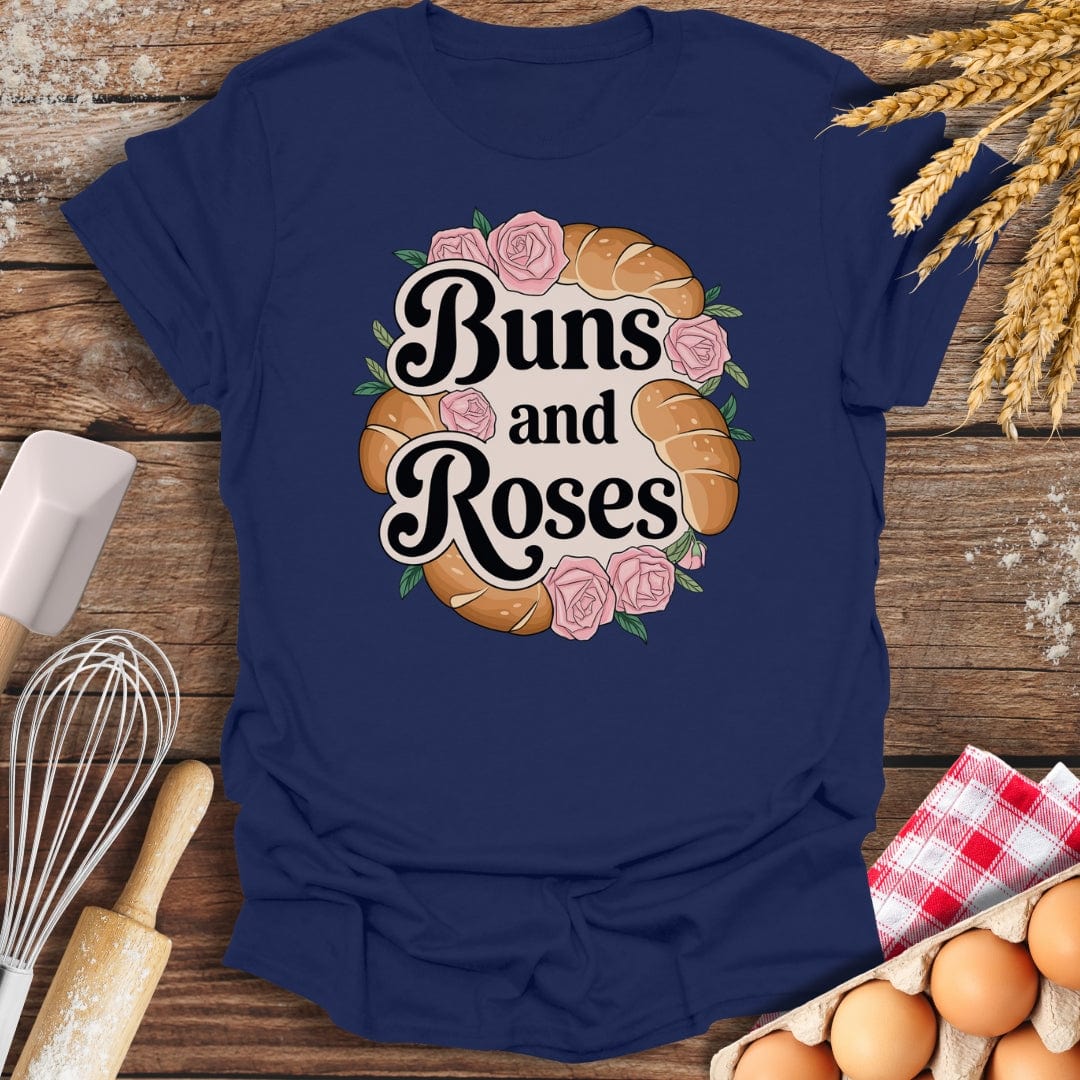 Buns and Roses T-Shirt Navy / S Baking Threads