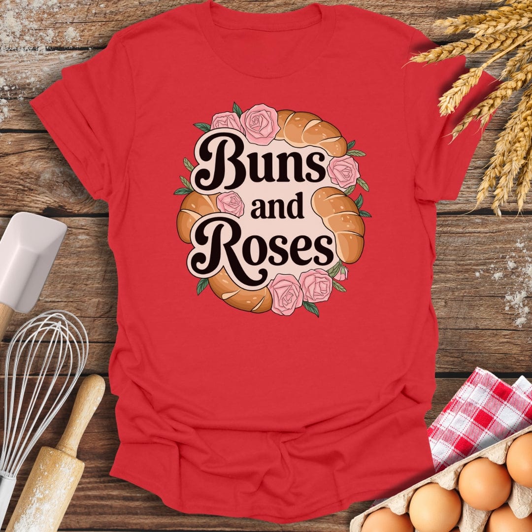 Buns and Roses T-Shirt Red / S Baking Threads
