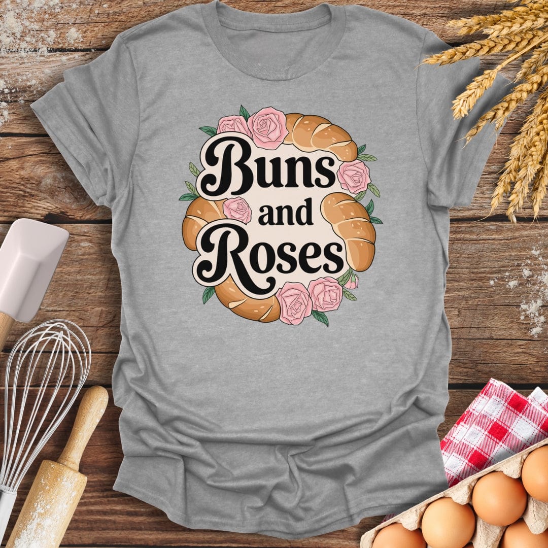 Buns and Roses T-Shirt Sport Grey / S Baking Threads