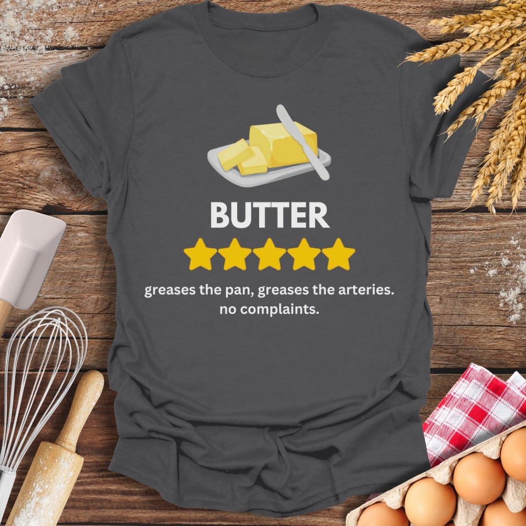 Butter: 5 Star Review T-Shirt Charcoal / S Baking Threads