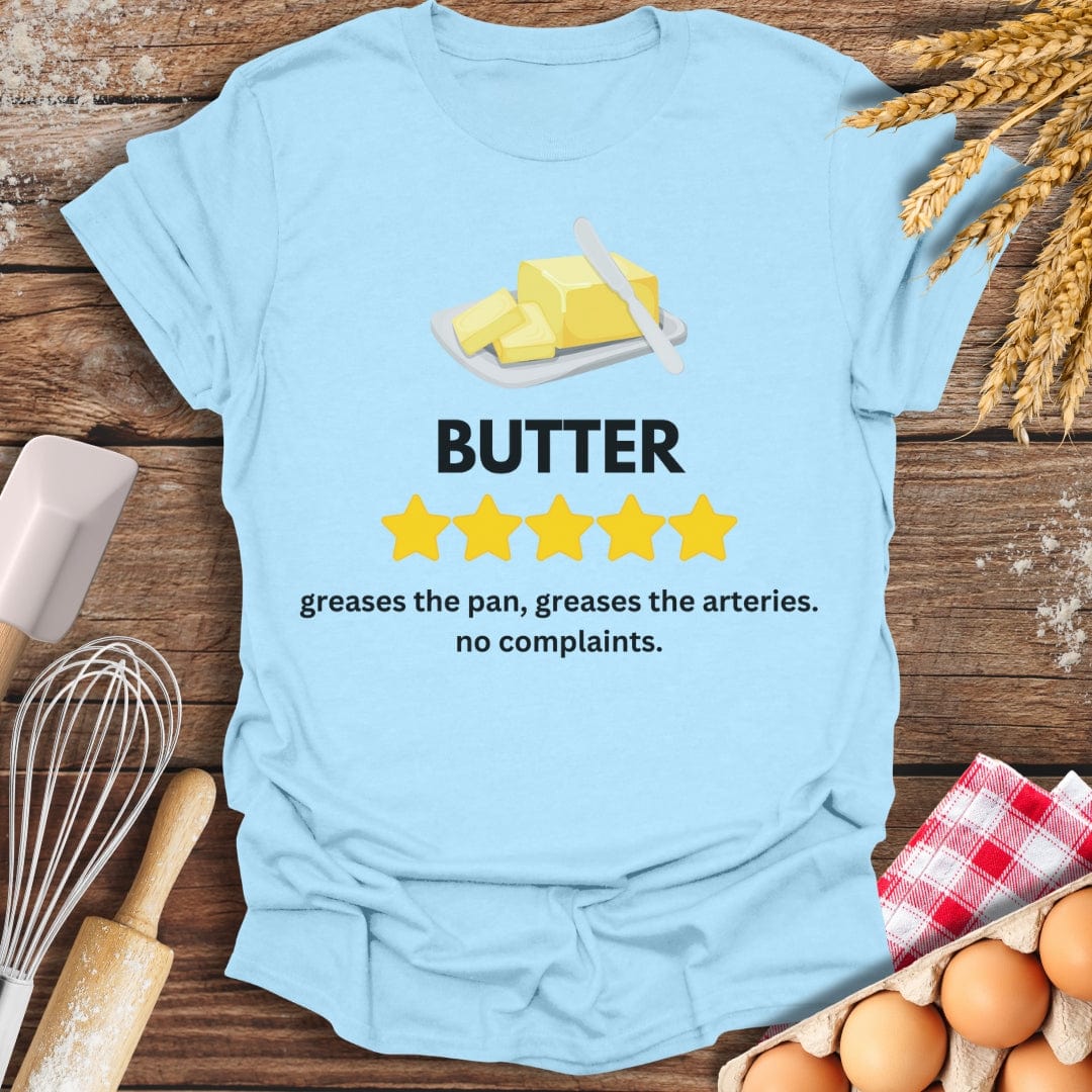 Butter: 5 Star Review T-Shirt Light Blue / S Baking Threads