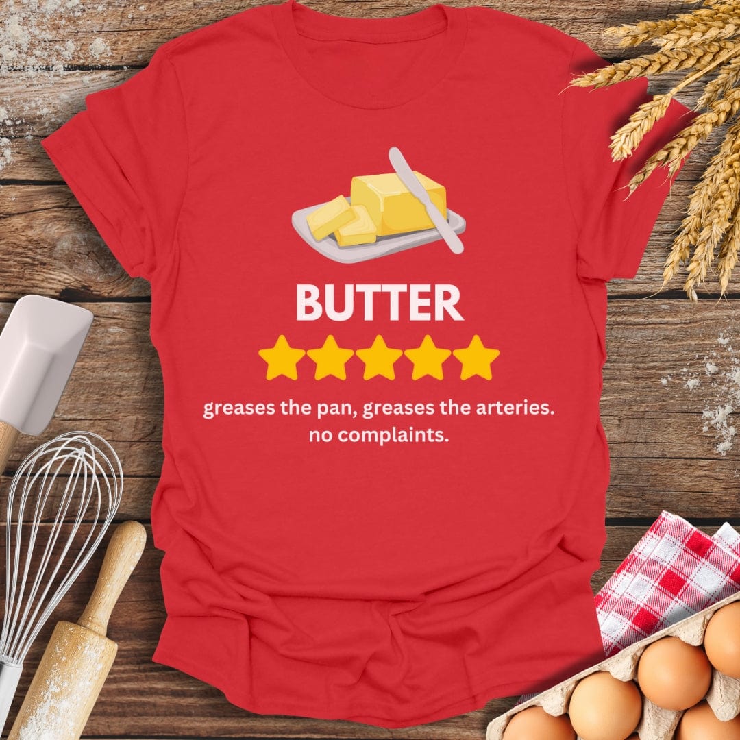 Butter: 5 Star Review T-Shirt Red / S Baking Threads